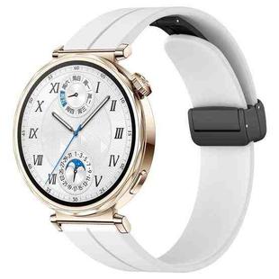 For Huawei Watch GT5 41mm Folding Magnetic Buckle Silicone Watch Band(White)