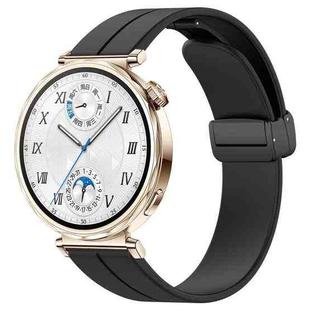 For Huawei Watch GT5 41mm Folding Magnetic Buckle Silicone Watch Band(Black)