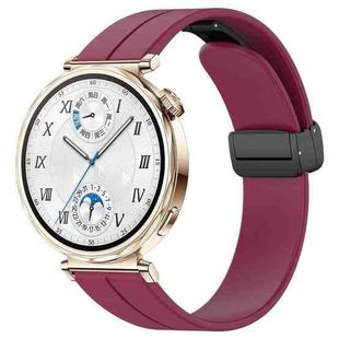 For Huawei Watch GT5 41mm Folding Magnetic Buckle Silicone Watch Band(Wine Red)