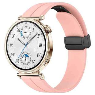 For Huawei Watch GT5 41mm Folding Magnetic Buckle Silicone Watch Band(Light Pink)