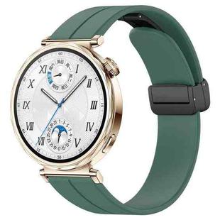 For Huawei Watch GT5 41mm Folding Magnetic Buckle Silicone Watch Band(Dark Green)