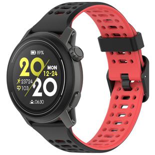 For Coros Pace 2 Dual Color Quick Release 20mm Silicone Watch Band(Black Red)