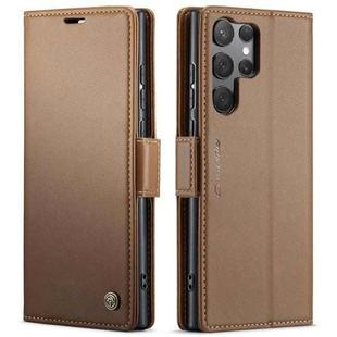 For Samsung Galaxy S25 Ultra 5G CaseMe 023 Butterfly Buckle Litchi Texture RFID Anti-theft Leather Phone Case(Brown)
