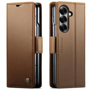 For Samsung Galaxy Z Fold7 CaseMe 023 Butterfly Buckle Litchi Texture RFID Anti-theft Leather Phone Case(Brown)