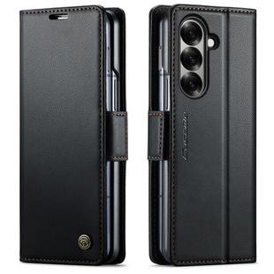 For Samsung Galaxy Z Fold7 CaseMe 023 Butterfly Buckle Litchi Texture RFID Anti-theft Leather Phone Case(Black)