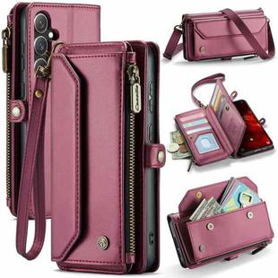 For Samsung Galaxy S24 FE 5G CaseMe C36 Card Slots Zipper Wallet RFID Anti-theft Leather Phone Case(Red)