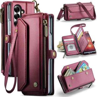 For Samsung Galaxy Z Fold7 CaseMe C36 Card Slots Zipper Wallet RFID Anti-theft Leather Phone Case(Red)