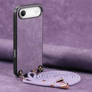 For iPhone Air Vintage Leather PC Back Cover Phone Case with Crossbody Strap(Purple)