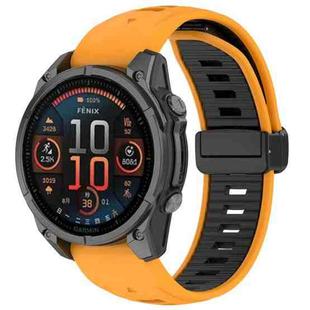 For Garmin Fenix 8 AMOLED 43mm Two Color Magnetic Silicone Watch Band(Orange+Black)