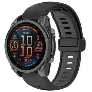 For Garmin Fenix 8 AMOLED 43mm Two Color Magnetic Silicone Watch Band(Black+Gray)