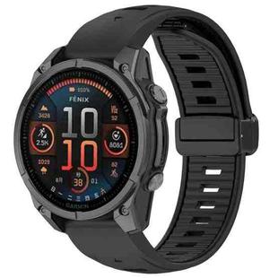 For Garmin Fenix 8 AMOLED 43mm Two Color Magnetic Silicone Watch Band(Black)