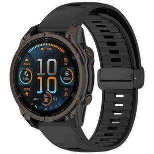 For Garmin Fenix 8 AMOLED 47mm Two Color Magnetic Silicone Watch Band(Black)