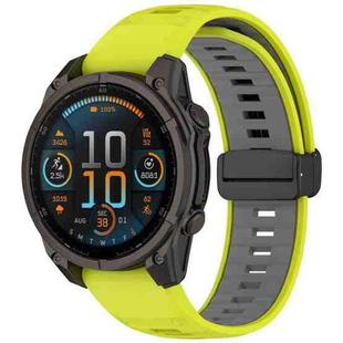 For Garmin Fenix 8 AMOLED 47mm Two Color Magnetic Silicone Watch Band(Lime+Gray)