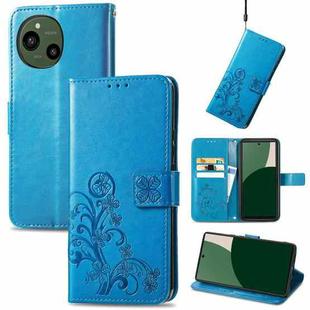 For Sharp Aquos R9 Four-leaf Clasp Embossed Buckle Leather Phone Case(Blue)