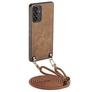 For Samsung Galaxy A13 5G Vintage Leather PC Back Cover Phone Case with Crossbody Strap(Brown)