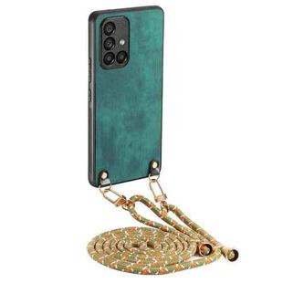 For Samsung Galaxy A51 5G Vintage Leather PC Back Cover Phone Case with Crossbody Strap(Green)