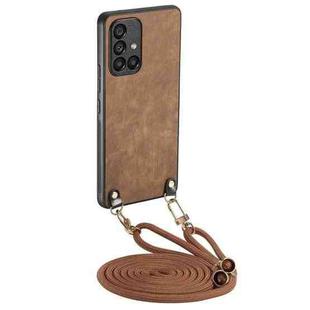 For Samsung Galaxy A71 5G Vintage Leather PC Back Cover Phone Case with Crossbody Strap(Brown)