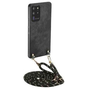 For Samsung Galaxy S20 Ultra Vintage Leather PC Back Cover Phone Case with Crossbody Strap(Black)
