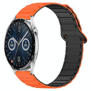 For Huawei Watch GT3 42mm Dual Color Magnetic Buckle 20mm Silicone Watch Band(Orange+Black)