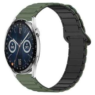 For Huawei Watch GT3 42mm Dual Color Magnetic Buckle 20mm Silicone Watch Band(Green+Black)