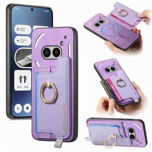 For Nothing Phone 2a Retro Magsafe Cross Leather Ring Holder Card Bag Phone Case(Purple)