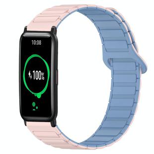 For Honor Watch ES Dual Color Magnetic Buckle 20mm Silicone Watch Band(Pink+Blue)