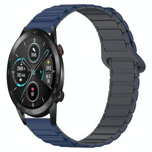 For Honor Magic Watch2 42mm Dual Color Magnetic Buckle 20mm Silicone Watch Band(Blue+Grey)