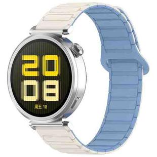 For Amazfit Active 20mm Dual Color Magnetic Buckle Silicone Watch Band(White+Blue)