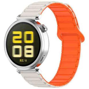 For Amazfit Active 20mm Dual Color Magnetic Buckle Silicone Watch Band(Starlight+Orange)