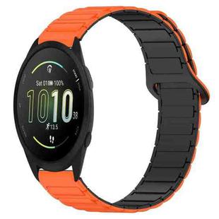 For Garmin Forerunner 165 Dual Color Magnetic Buckle 20mm Silicone Watch Band(Orange+Black)