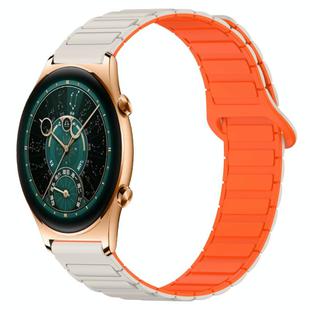 For Honor Watch GS 4 Dual Color Magnetic Buckle 22mm Silicone Watch Band(Stralight+Orange)