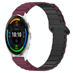 For Garmin Venu 3 Dual Color Magnetic Buckle 22mm Silicone Watch Band(Wine Red+Black)