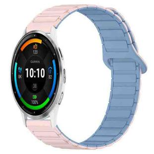 For Garmin Venu 3 Dual Color Magnetic Buckle 22mm Silicone Watch Band(Pink+Blue)