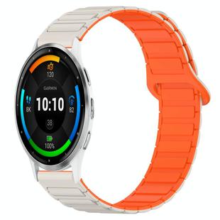 For Garmin Venu 3 Dual Color Magnetic Buckle 22mm Silicone Watch Band(Stralight+Orange)