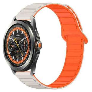 For Xiaomi Watch S4 Sport Dual Color Magnetic Buckle 22mm Silicone Watch Band(Stralight+Orange)