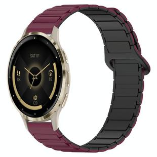 For Garmin Venu 3S Dual Color Magnetic Buckle 18mm Silicone Watch Band(Wine Red+Black)