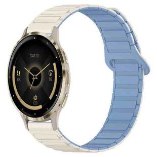 For Garmin Venu 3S Dual Color Magnetic Buckle 18mm Silicone Watch Band(White+Blue)