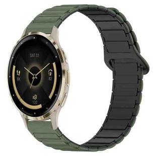 For Garmin Venu 3S Dual Color Magnetic Buckle 18mm Silicone Watch Band(Green+Black)