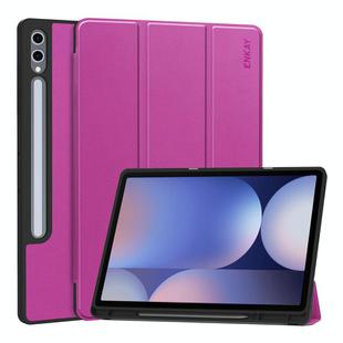 For Samsung Galaxy Tab S10+ / S9+ / S9 FE+ ENKAY Tri-fold Custer Texture TPU Leather Smart Tablet Case with Pen Slot(Purple)