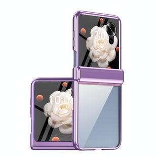 For Honor Magic V Flip Plating Transparent Folding Hinged Phone Case(Purple)