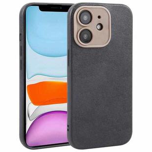 For iPhone 11 Plain Imitation Leather Back Cover Phone Case(Black)