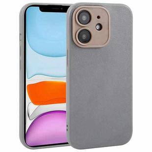 For iPhone 11 Plain Imitation Leather Back Cover Phone Case(Grey)