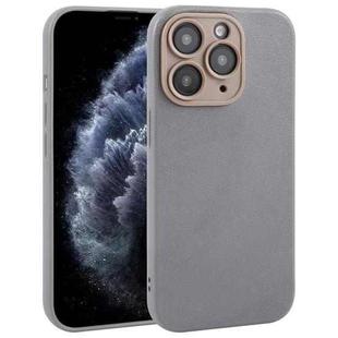 For iPhone 11 Pro Max Plain Imitation Leather Back Cover Phone Case(Grey)