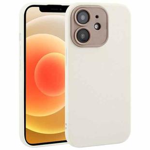 For iPhone 12 Plain Imitation Leather Back Cover Phone Case(White)