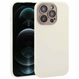 For iPhone 12 Pro Max Plain Imitation Leather Back Cover Phone Case(White)