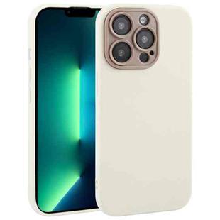 For iPhone 13 Pro Plain Imitation Leather Back Cover Phone Case(White)