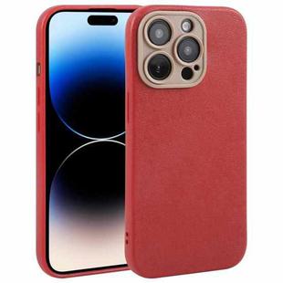 For iPhone 14 Pro Plain Imitation Leather Back Cover Phone Case(Red)