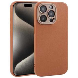 For iPhone 15 Pro Max Plain Imitation Leather Back Cover Phone Case(Brown)