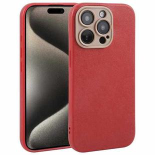 For iPhone 15 Pro Max Plain Imitation Leather Back Cover Phone Case(Red)