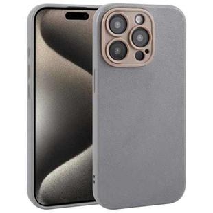 For iPhone 15 Pro Plain Imitation Leather Back Cover Phone Case(Grey)